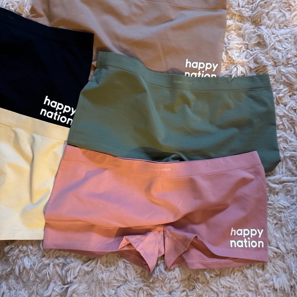 Victoria secret Women's Boyshort Set Of - 5 Pink, Green, Cream, Black, Tan